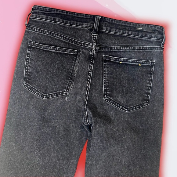 Pilcro Black Weathered ‘High-Rise Flare Jeans’ With Raw Hem Size 27 - Picture 16 of 16